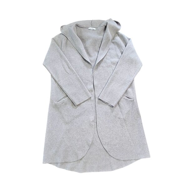 Womens Light Gray Hooded Open Front Cardigan Sweater and a hood size M - Picture 1 of 12
